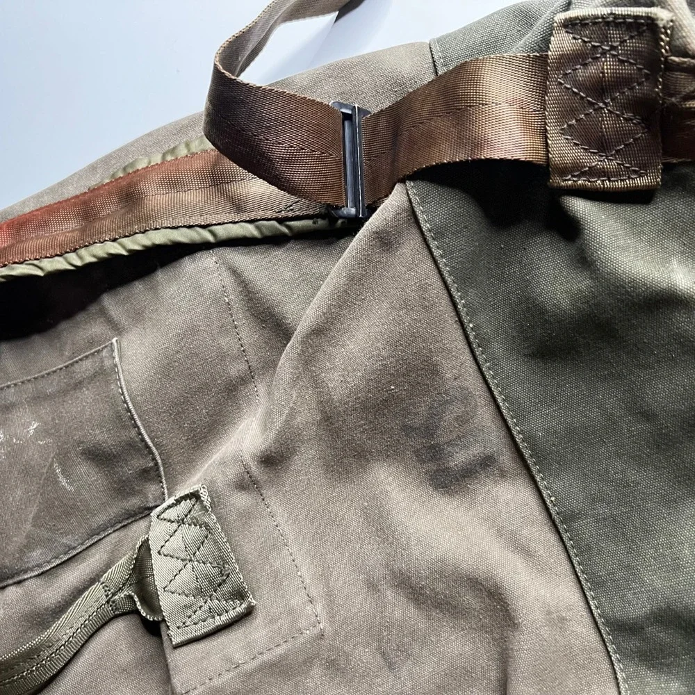 Vintage Military Canvas Duffle Bag Olive Drab Green Sea Bag Top Load 34x22